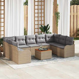 vidaXL Tuinbank Set met opslag 10 pcs Zwart en Crème poly rattan