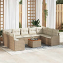 vidaXL Tuinbank Set met opslag 10 pcs Zwart en Crème poly rattan