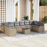 vidaXL Tuinbank Set met opslag 11 pcs Zwart en Crème poly rattan