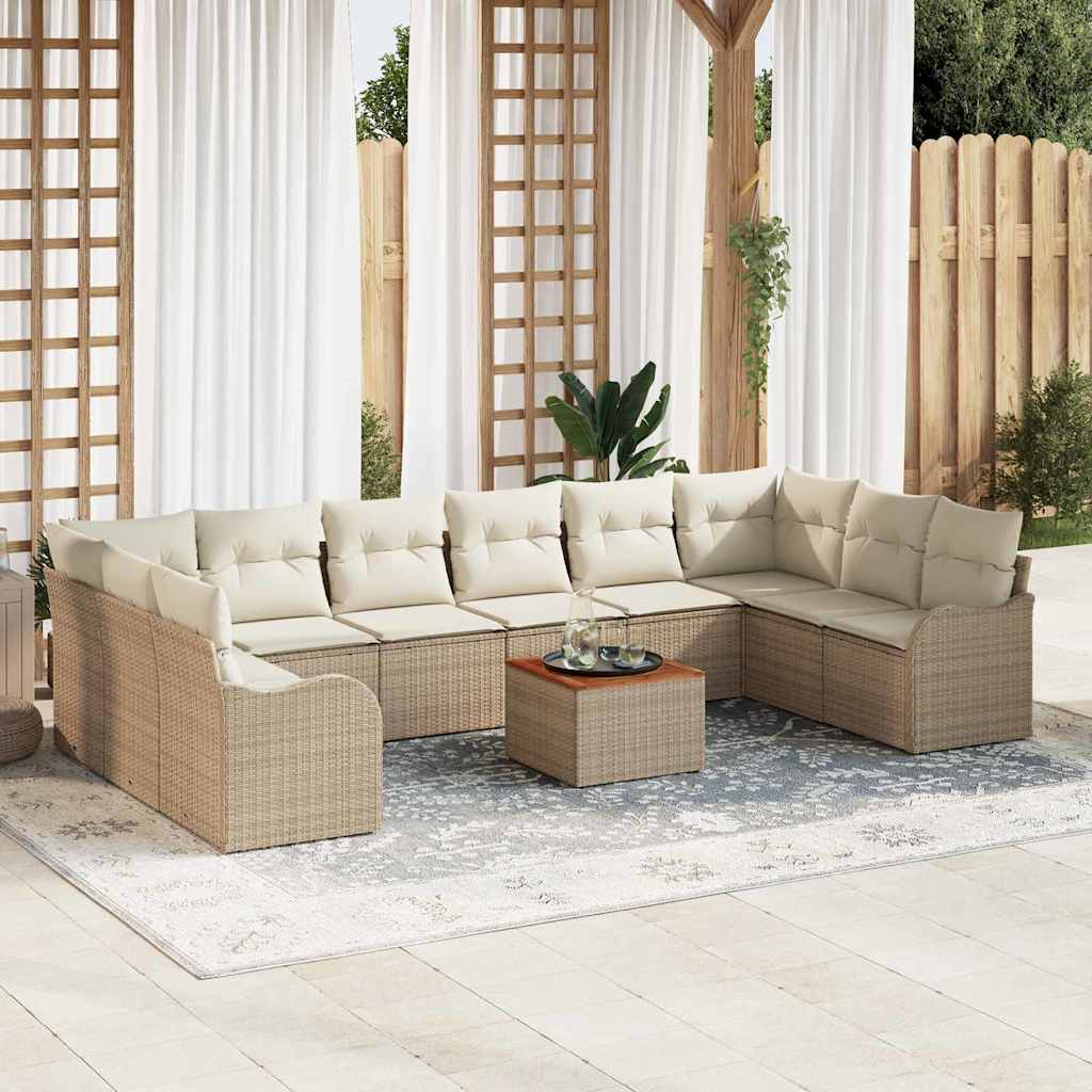 vidaXL Tuinbank Set met opslag 11 pcs Zwart en Crème poly rattan