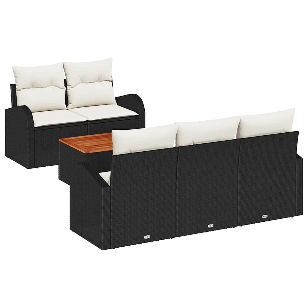 vidaXL Tuinbank Set met opslag 6 pcs Zwart en Crème poly rattan