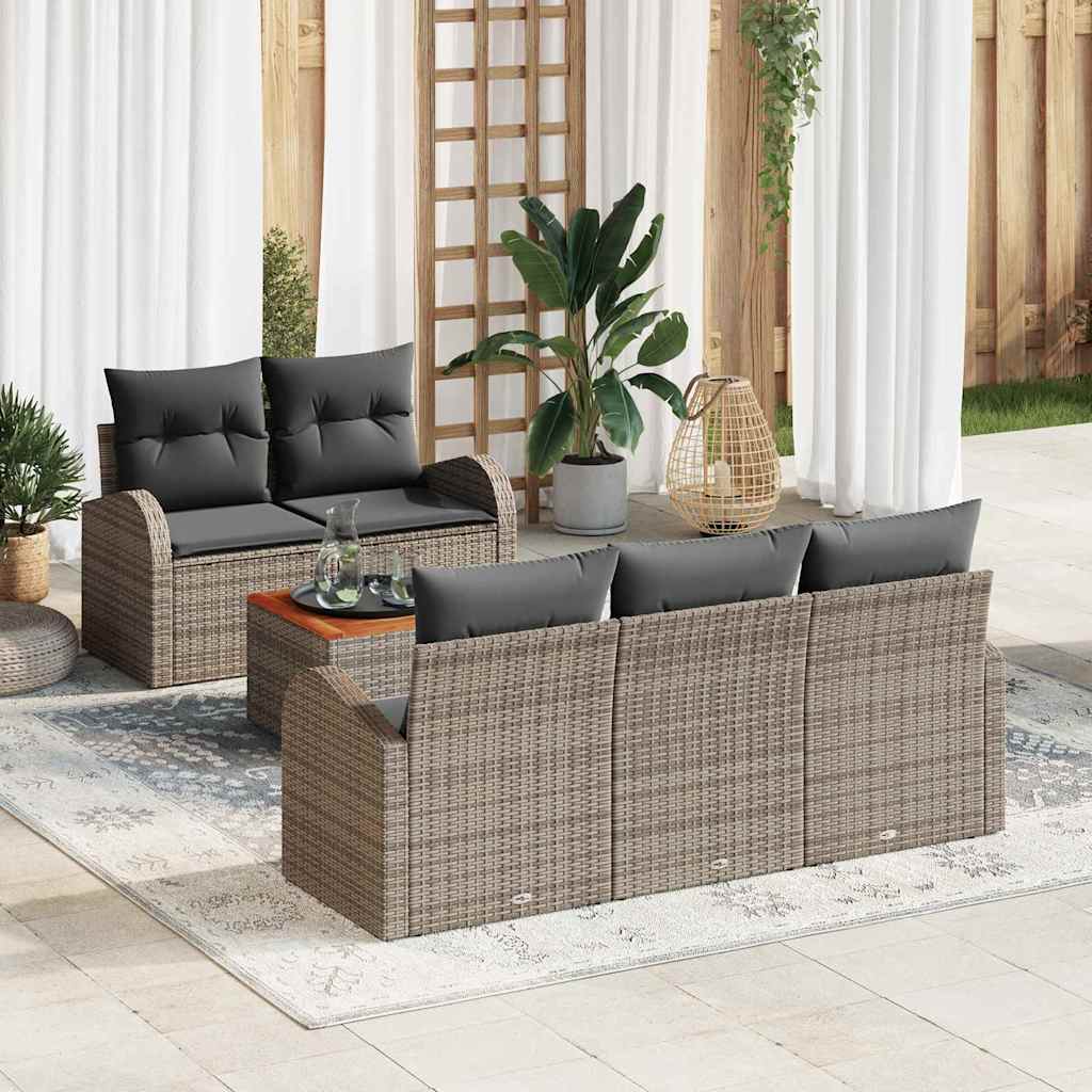 vidaXL Tuinbank Set met opslag 6 pcs Zwart en Crème poly rattan