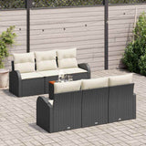 vidaXL Tuinbank Set met opslag 7 pcs Zwart en Crème poly rattan