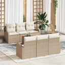 vidaXL Tuinbank Set met opslag 7 pcs Zwart en Crème poly rattan
