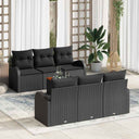 vidaXL Tuinbank Set met opslag 7 pcs Zwart en Crème poly rattan