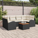 vidaXL Tuinbank Set met opslag 7 pcs Zwart en Crème poly rattan