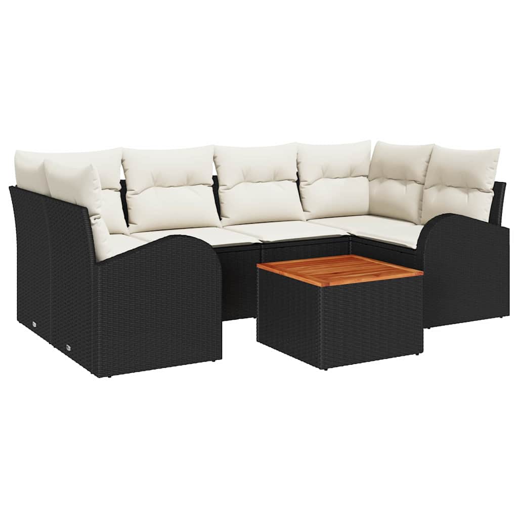 vidaXL Tuinbank Set met opslag 7 pcs Zwart en Crème poly rattan