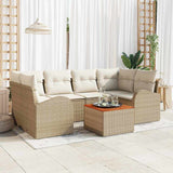 vidaXL Tuinbank Set met opslag 7 pcs Zwart en Crème poly rattan