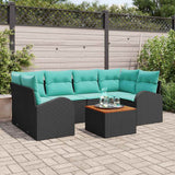 vidaXL Garden Storage Bench Set 7 pcs Black and Turquoise poly rattan