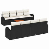 vidaXL Tuinbank Set met opslag 9 pcs Zwart en Crème poly rattan