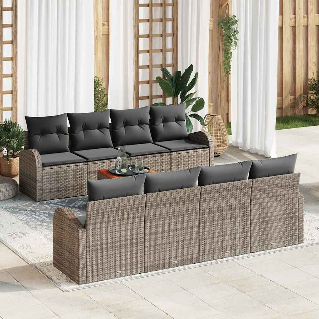 vidaXL Tuinbank Set met opslag 9 pcs Zwart en Crème poly rattan
