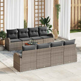 vidaXL Tuinbank Set met opslag 9 pcs Zwart en Crème poly rattan