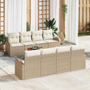 vidaXL Tuinbank Set met opslag 9 pcs Zwart en Crème poly rattan