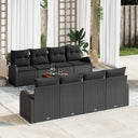 vidaXL Tuinbank Set met opslag 9 pcs Zwart en Crème poly rattan