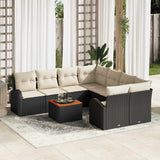 vidaXL Tuinbank Set met opslag 9 pcs Zwart en Crème poly rattan