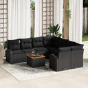 vidaXL Tuinbank Set met opslag 9 pcs Zwart en Crème poly rattan