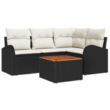vidaXL Tuinbank Set met opslag 5 pcs Zwart en Crème poly rattan
