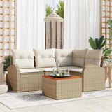 vidaXL Tuinbank Set met opslag 5 pcs Zwart en Crème poly rattan