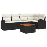 vidaXL Tuinbank Set met opslag 6 pcs Zwart en Crème poly rattan