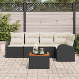 vidaXL Tuinbank Set met opslag 6 pcs Zwart en Crème poly rattan