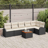 vidaXL Tuinbank Set met opslag 7 pcs Zwart en Crème poly rattan