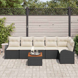 vidaXL Tuinbank Set met opslag 7 pcs Zwart en Crème poly rattan