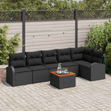 vidaXL Tuinbank Set met opslag 7 pcs Zwart en Crème poly rattan
