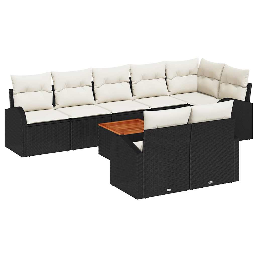 vidaXL Tuinbank Set met opslag 9 pcs Zwart en Crème poly rattan