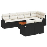 vidaXL Tuinbank Set met opslag 9 pcs Zwart en Crème poly rattan