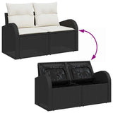 vidaXL Tuinbank Set met opslag 9 pcs Zwart en Crème poly rattan