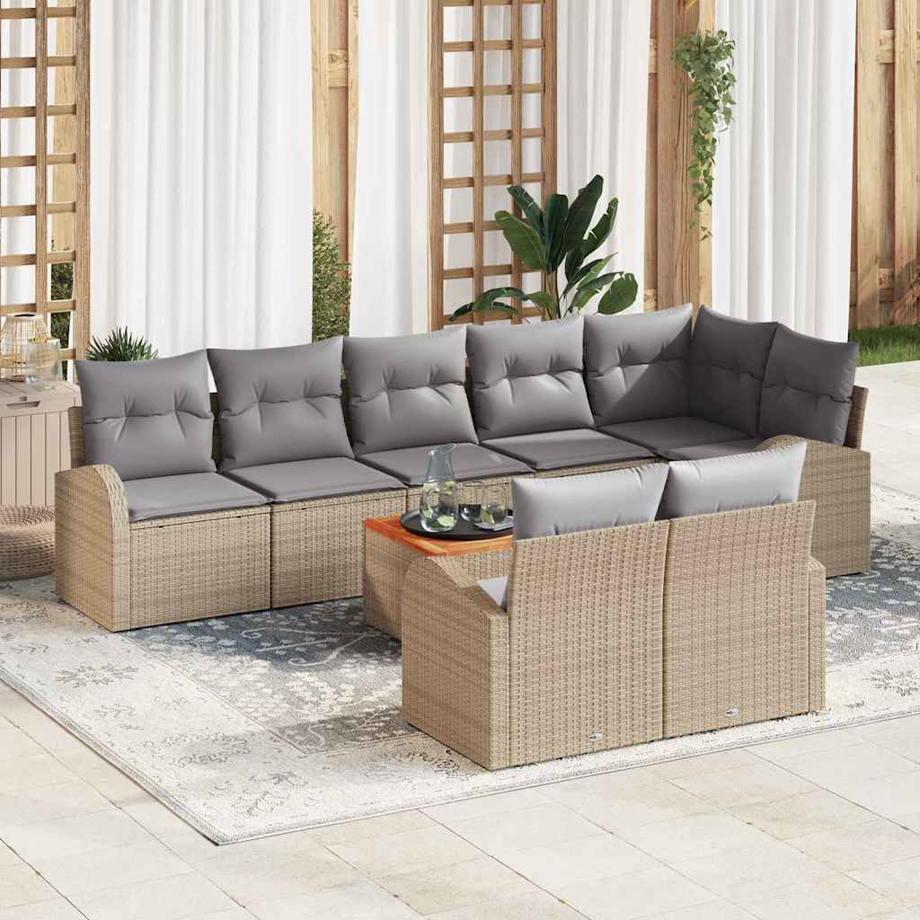 vidaXL Tuinbank Set met opslag 9 pcs Zwart en Crème poly rattan