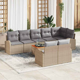 vidaXL Tuinbank Set met opslag 9 pcs Zwart en Crème poly rattan