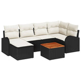 vidaXL Tuinbank Set met opslag 7 pcs Zwart en Crème poly rattan