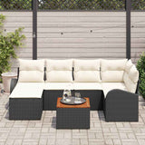 vidaXL Tuinbank Set met opslag 7 pcs Zwart en Crème poly rattan