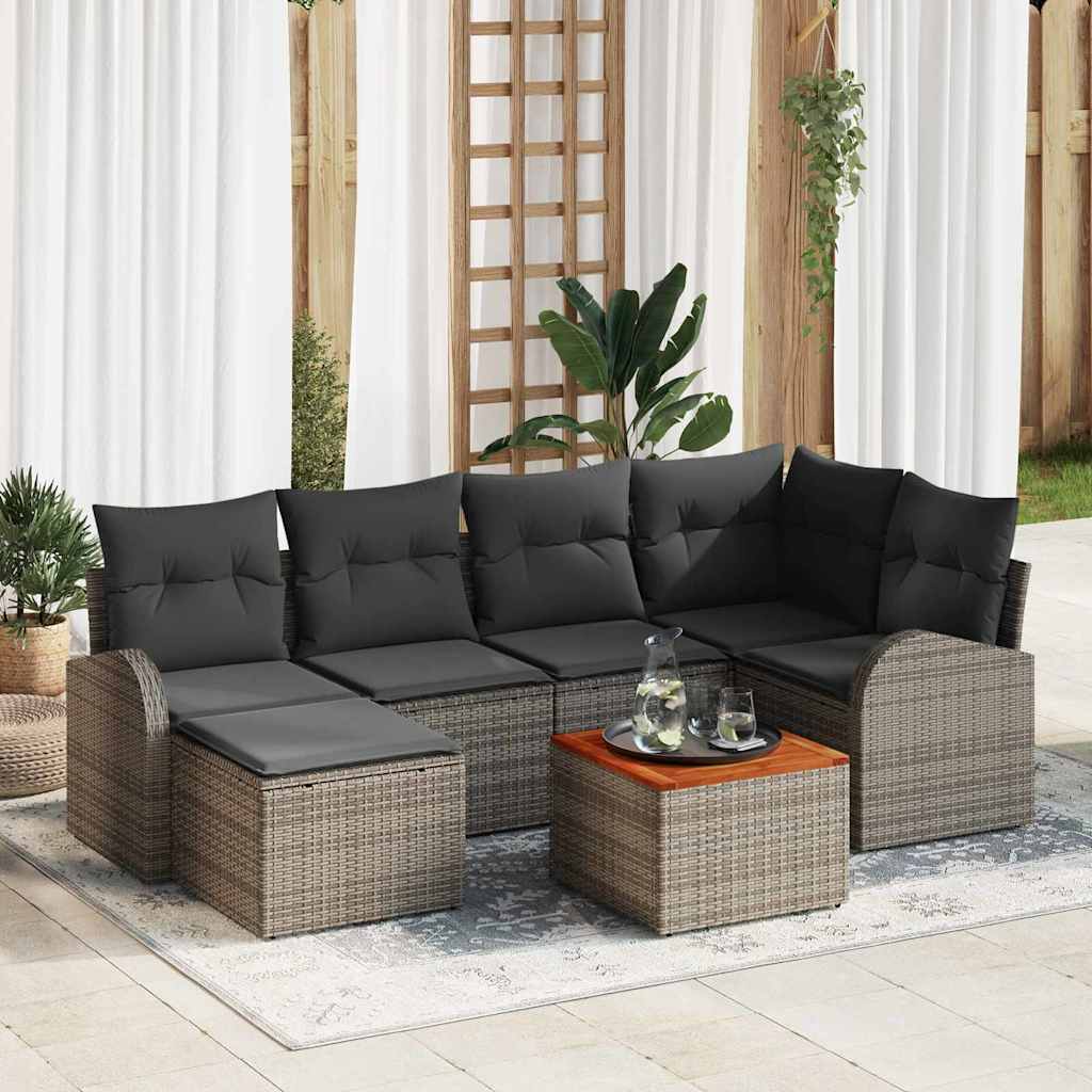 vidaXL Tuinbank Set met opslag 7 pcs Zwart en Crème poly rattan