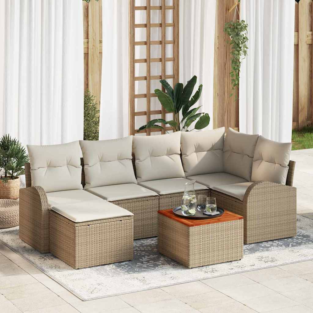 vidaXL Tuinbank Set met opslag 7 pcs Zwart en Crème poly rattan