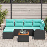 vidaXL Garden Sofa Set with Storage 7 pcs Black and Turquoise poly rattan