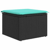 vidaXL Garden Sofa Set with Storage 7 pcs Black and Turquoise poly rattan