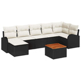 vidaXL Tuinbank Set met opslag 8 pcs Zwart en Crème poly rattan