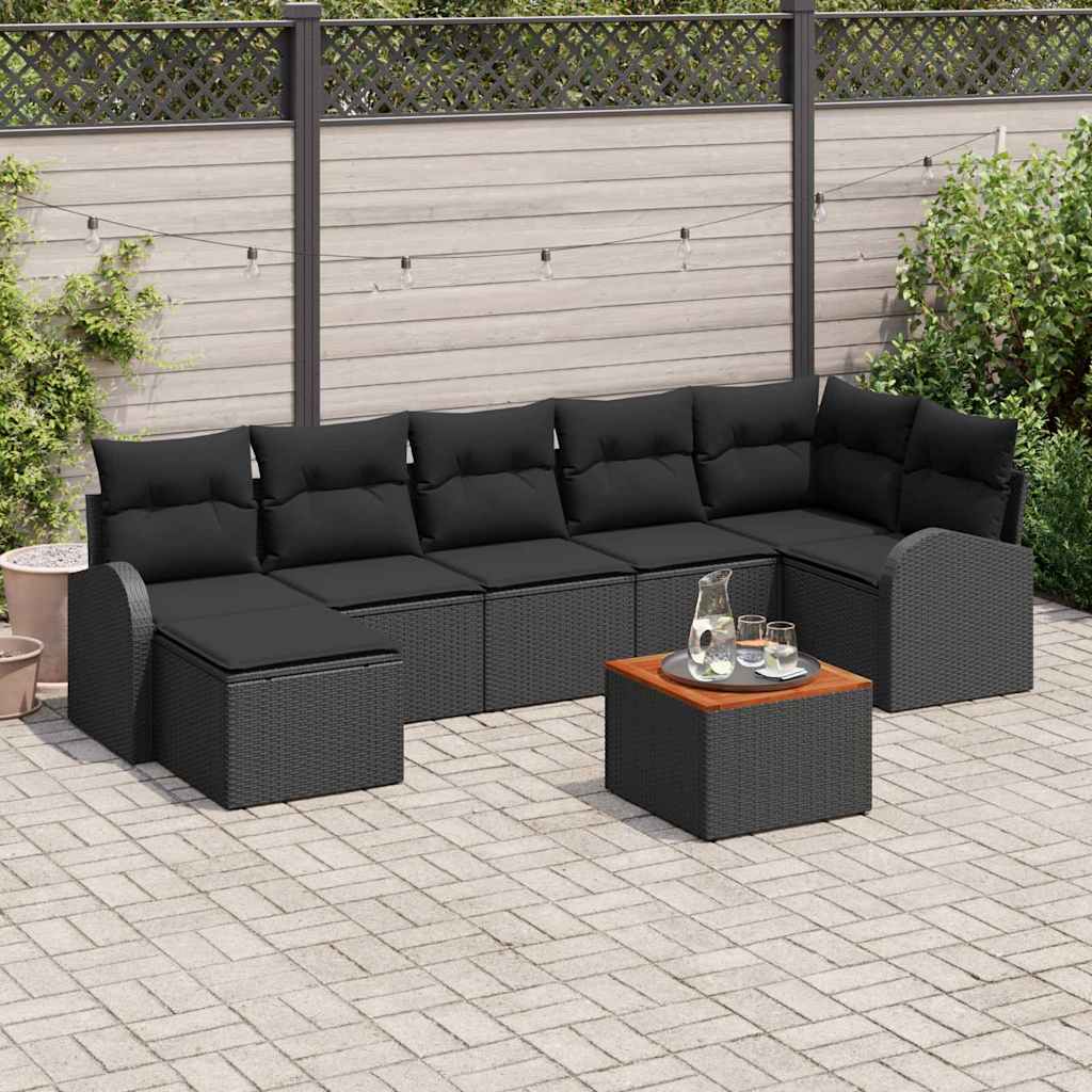 vidaXL Tuinbank Set met opslag 8 pcs Zwart en Crème poly rattan