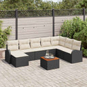 vidaXL Tuinbank Set met opslag 9 pcs Zwart en Crème poly rattan