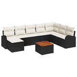 vidaXL Tuinbank Set met opslag 9 pcs Zwart en Crème poly rattan