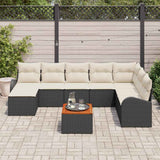 vidaXL Tuinbank Set met opslag 9 pcs Zwart en Crème poly rattan