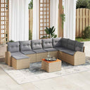 vidaXL Tuinbank Set met opslag 9 pcs Zwart en Crème poly rattan