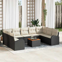 vidaXL Tuinbank Set met opslag 10 pcs Zwart en Crème poly rattan