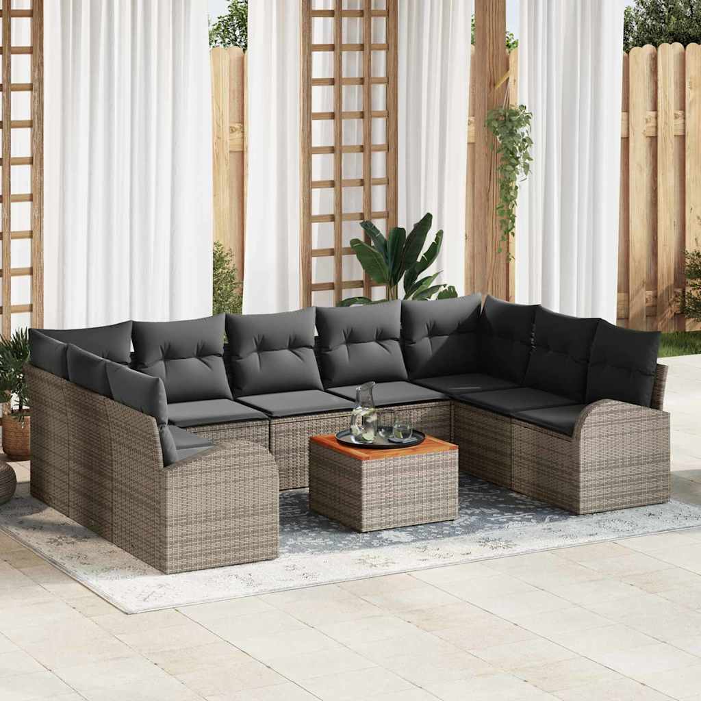 vidaXL Tuinbank Set met opslag 10 pcs Zwart en Crème poly rattan