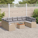 vidaXL Tuinbank Set met opslag 10 pcs Zwart en Crème poly rattan