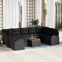 vidaXL Tuinbank Set met opslag 10 pcs Zwart en Crème poly rattan