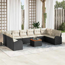 vidaXL Garden Sofa Set with Storage 11 pcs Black and Cream poly rattan