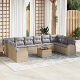 vidaXL Garden Sofa Set with Storage 11 pcs Black and Cream poly rattan
